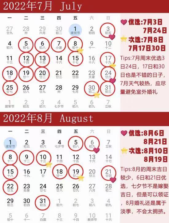2022年最全結婚吉日表，還沒定日子趕緊收藏！  第5張