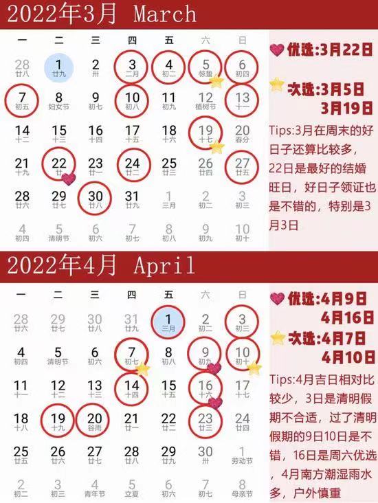 2022年最全結婚吉日表，還沒定日子趕緊收藏！  第3張