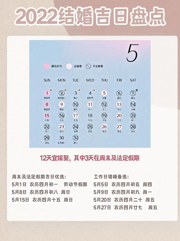 2022年結(jié)婚吉日盤點(diǎn) 附法定節(jié)假日 第4張