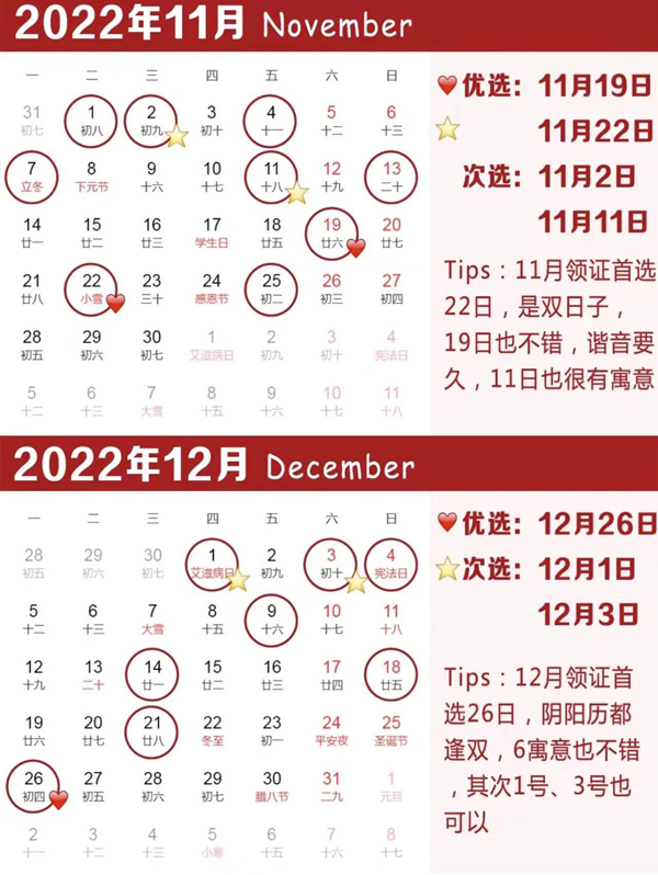 2022年結婚領證吉日搶先選，這些日子需預約！  第7張