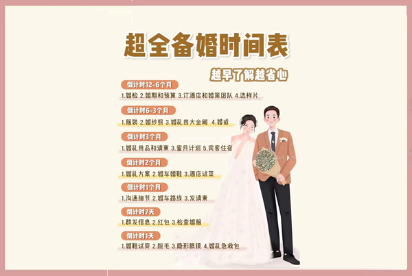 備婚倒計時時間表，準新人必看！太實用了  第1張
