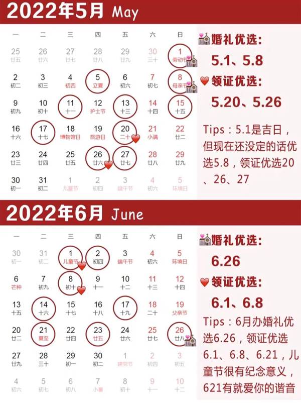 2022年結婚吉日趕緊搶，熱門好日子就6天！  第4張